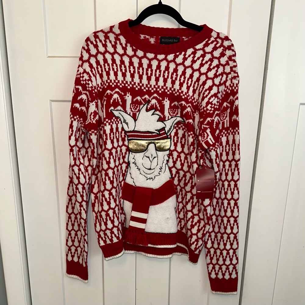 Ugly Christmas Red Llama Pattern Sweater NWT